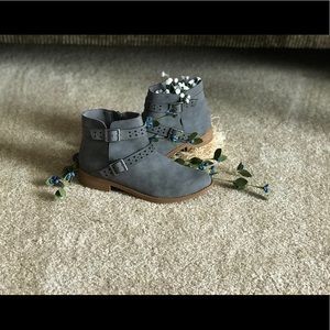 Grey heeled booties